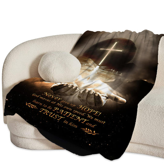 Soft and cozy Christian blanket featuring a beautifully designed cross, perfect for prayer, worship, and spiritual comfort