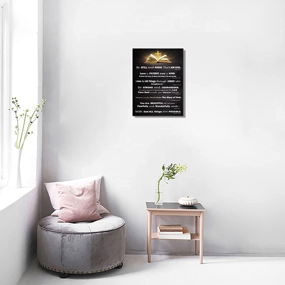 Inspirational Wall Art for Living Room Bedroom Bathroom Kitchen Décor Christian Wall Art Bible Verse Framed Wall Art Black and White Rustic Scripture God Says Canvas Print Art Gift for Office Women