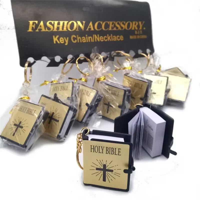 Mini Holy Bible Key Chain Book Keychain Religion English Version Christian Jesus Key Ring Keyring Gift Prayer God Bless S112