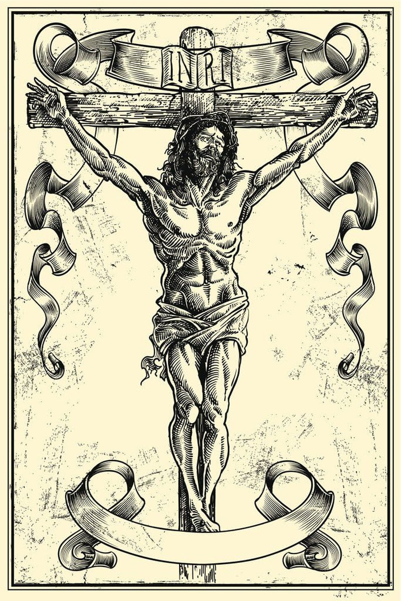 Jesus Christ on the Cross Illustration Cool Wall Art Print Poster 12X18