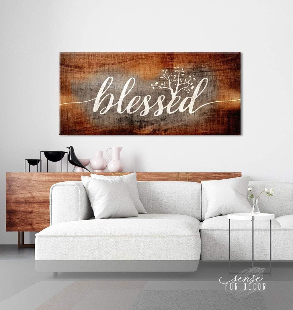 | Christian Wall Art |Blessed Sign|So Very Thankful Quotes Wall Art|Religious Wall Decor| Blessed Word Sign|Christian Wall Decor|Thankful Wall Decor (42 X 19, Blessed Word Sign (Brown))