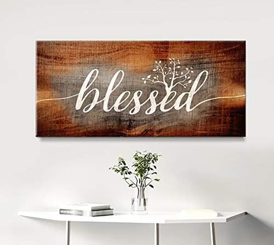 | Christian Wall Art |Blessed Sign|So Very Thankful Quotes Wall Art|Religious Wall Decor| Blessed Word Sign|Christian Wall Decor|Thankful Wall Decor (42 X 19, Blessed Word Sign (Brown))