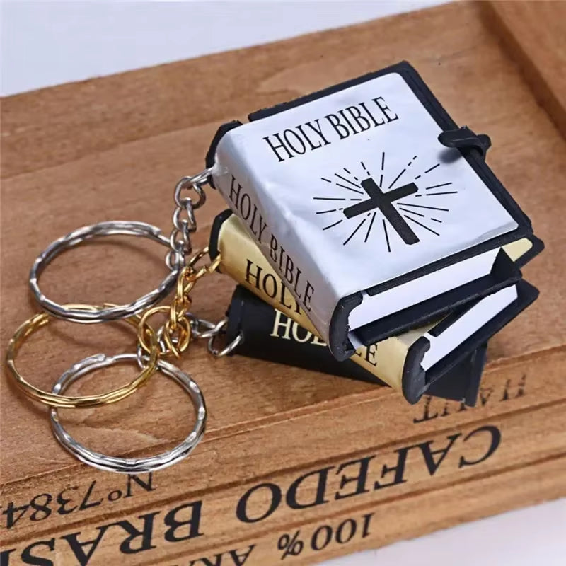 Mini Holy Bible Key Chain Book Keychain Religion English Version Christian Jesus Key Ring Keyring Gift Prayer God Bless S112