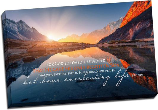 Christian Wall Art Canvas - John 3:16, for God so Loved the World, Bible Verse Canvas, Scripture Art, Faith Wall Art (24X36)