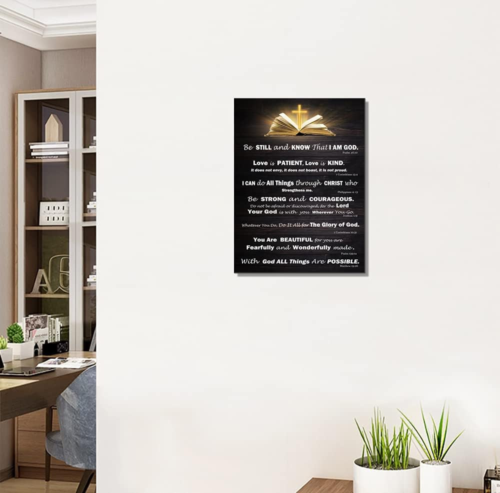 Inspirational Wall Art for Living Room Bedroom Bathroom Kitchen Décor Christian Wall Art Bible Verse Framed Wall Art Black and White Rustic Scripture God Says Canvas Print Art Gift for Office Women