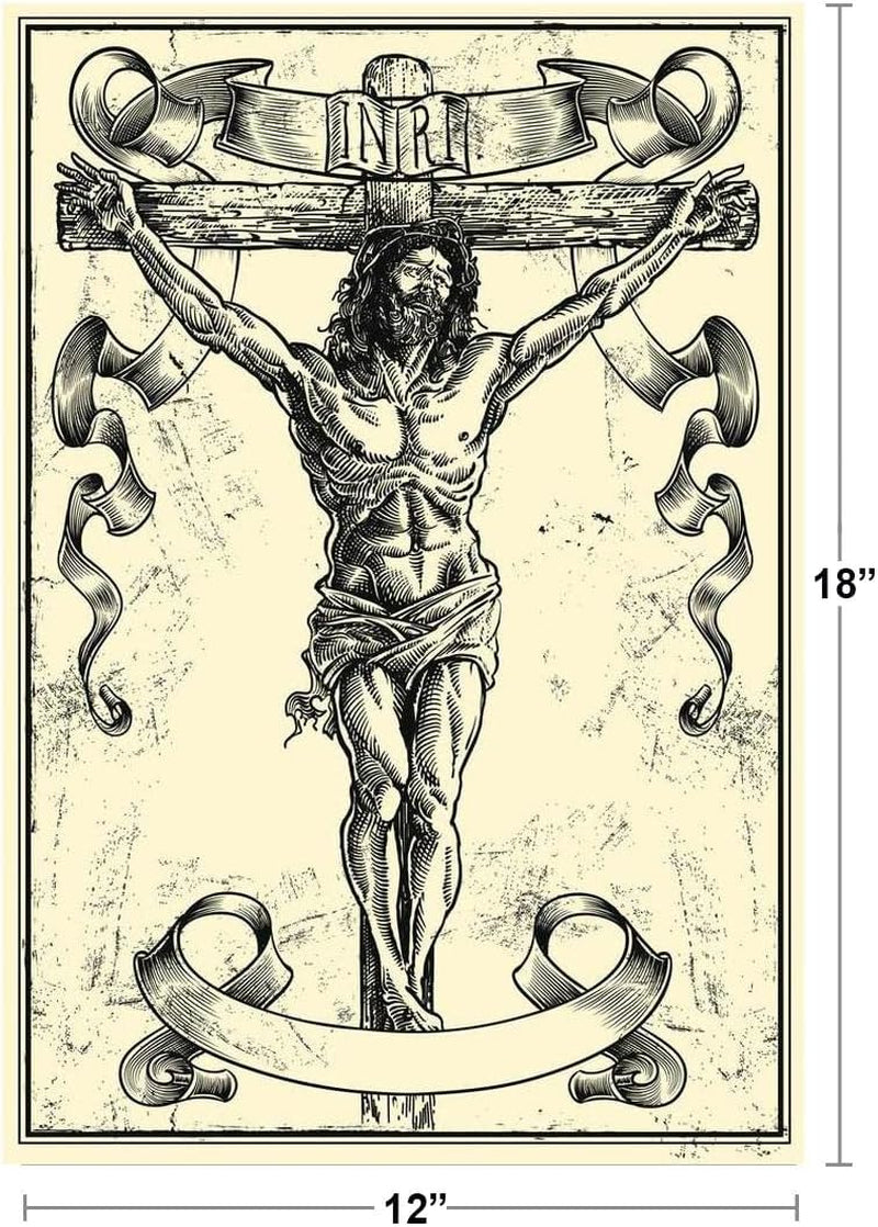 Jesus Christ on the Cross Illustration Cool Wall Art Print Poster 12X18