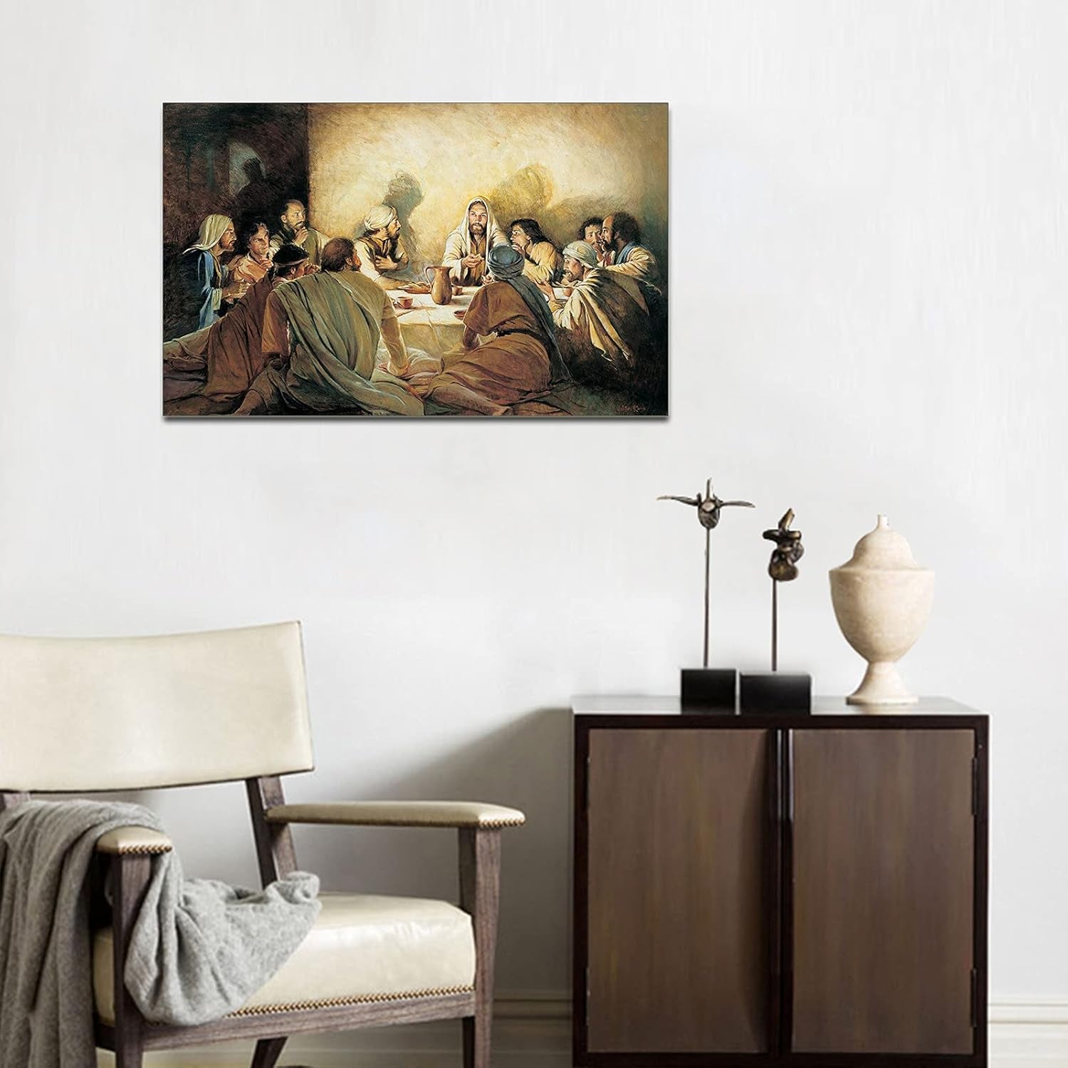 the Last Supper Canvas Wall Art, Last Supper Wall Art Decor, the Last Supper Wall Decor for Dining Room, Christian Wall Art Last Supper Painting for Wall Decor 12X18 Inches