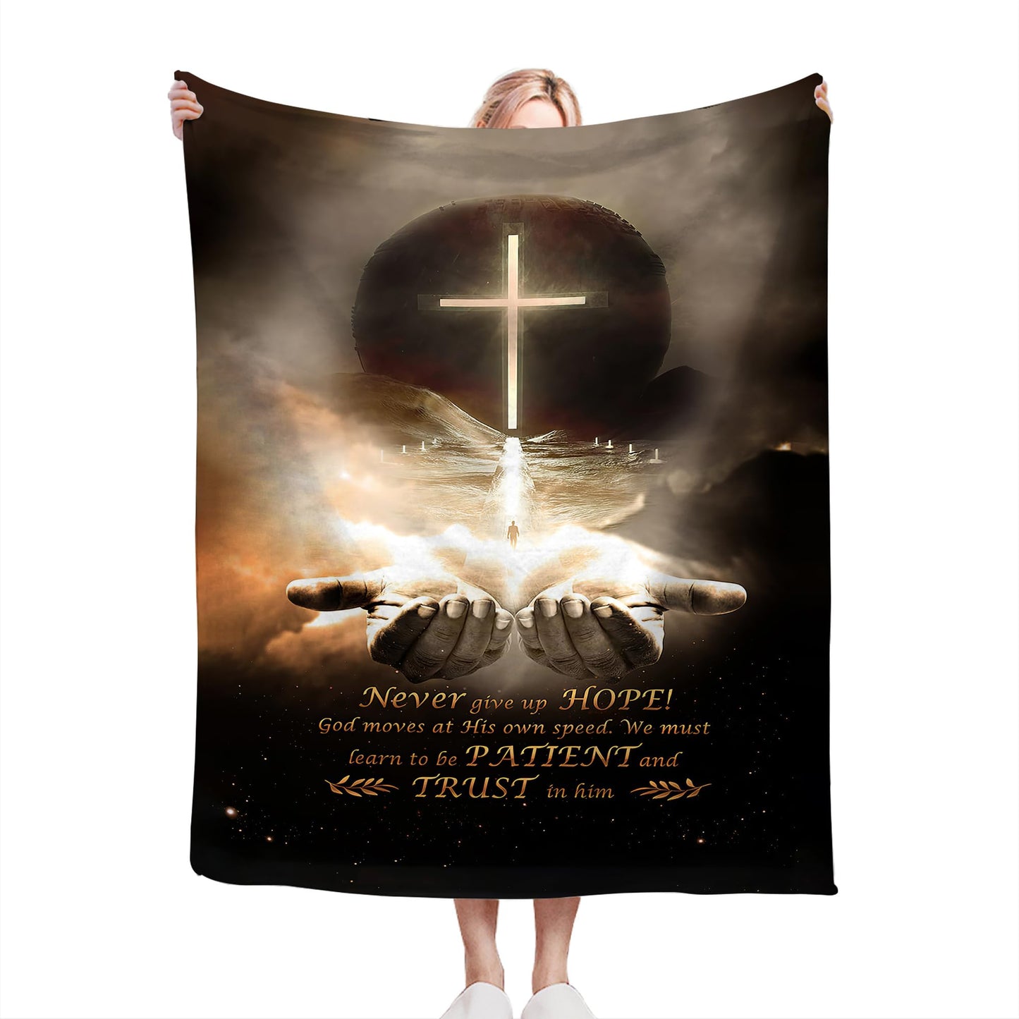 Soft Flannel Blanket Christian Blanket Cross Hand of God