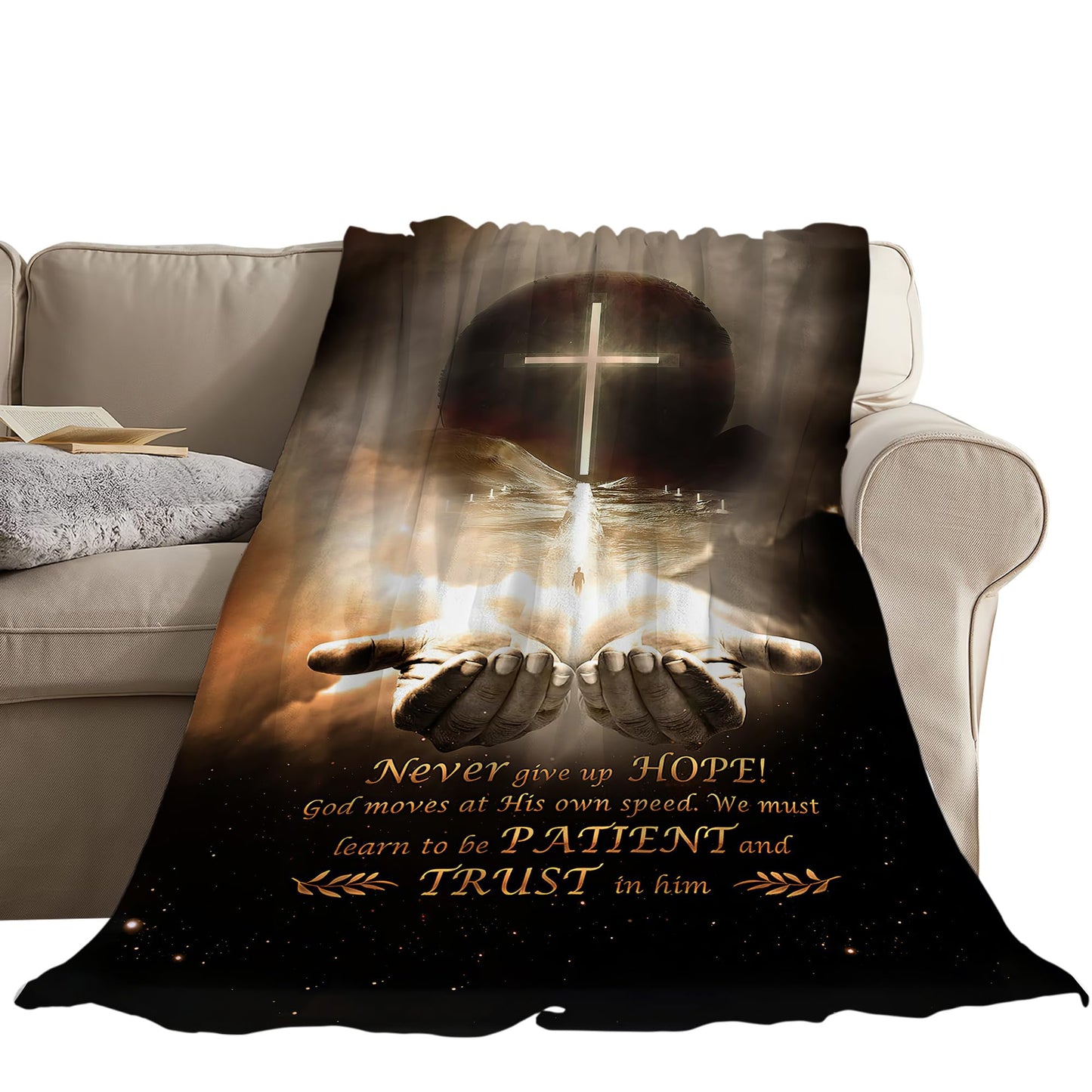 Soft Flannel Blanket Christian Blanket Cross Hand of God