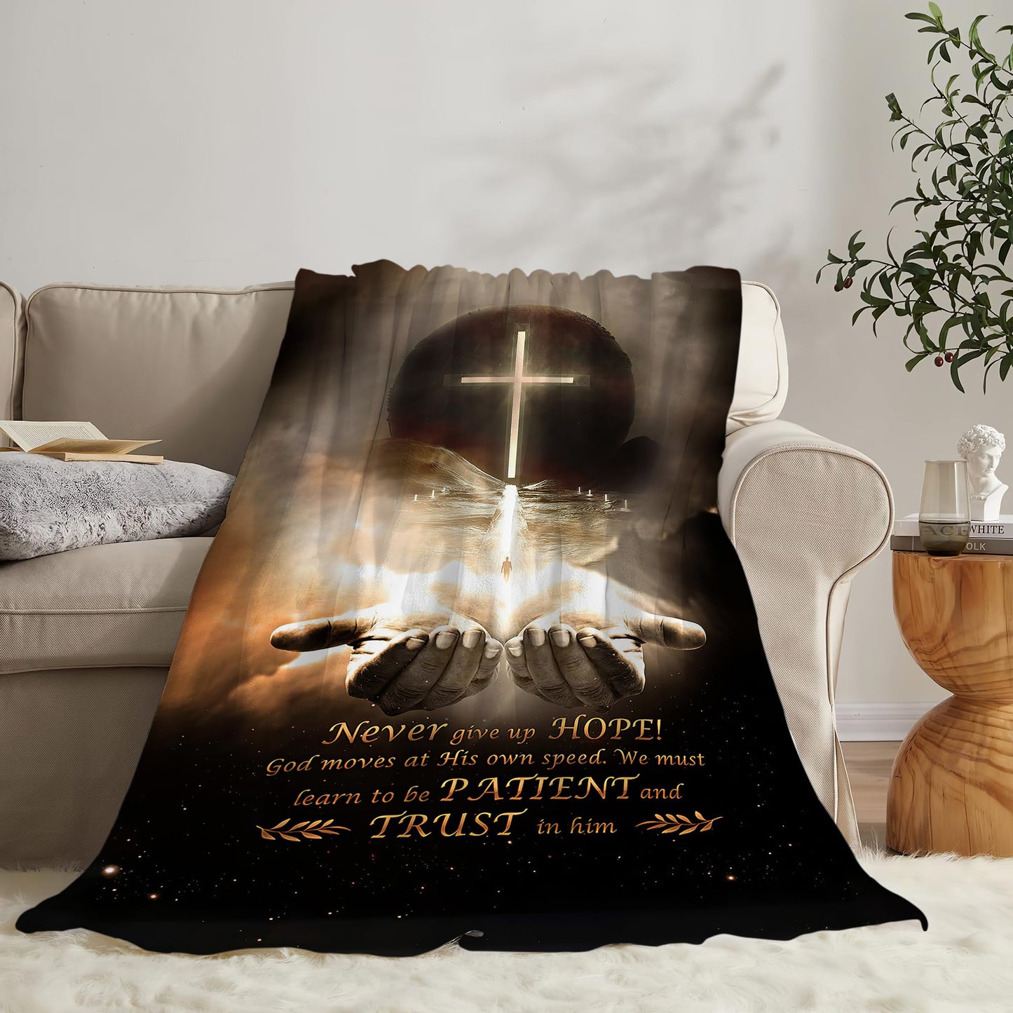 Soft Flannel Blanket Christian Blanket Cross Hand of God