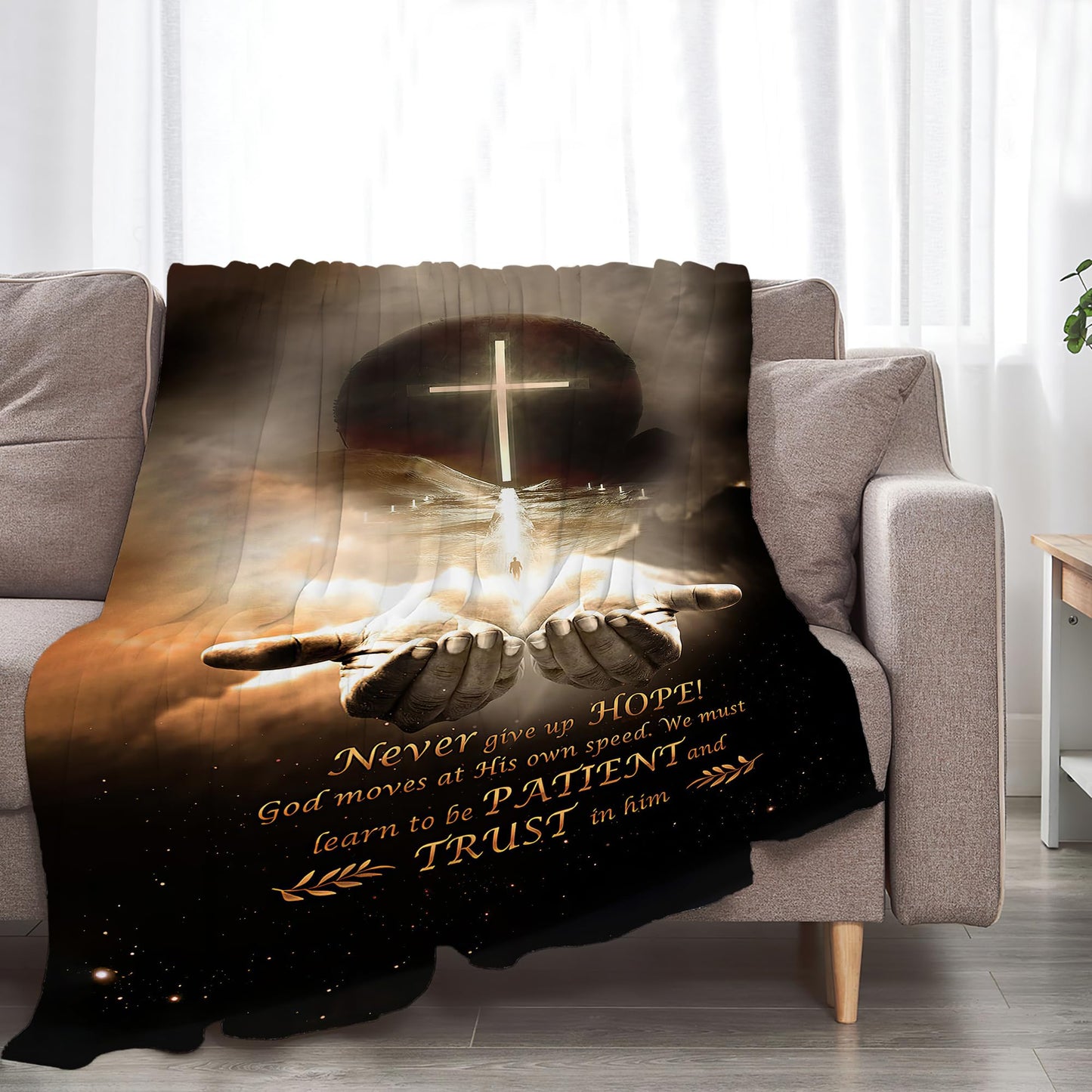 Soft Flannel Blanket Christian Blanket Cross Hand of God