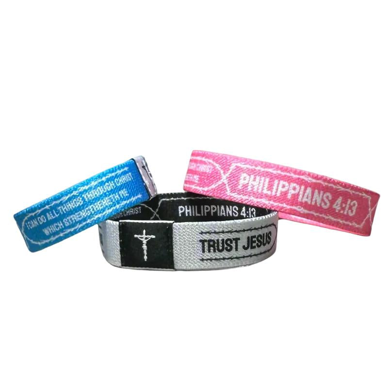 Daily Bible Verse Bracelet Packs of 3 Trust Jesus Christian Wristbands