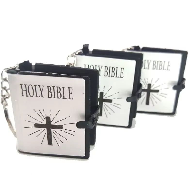 Mini Holy Bible Key Chain Book Keychain Religion English Version Christian Jesus Key Ring Keyring Gift Prayer God Bless S112