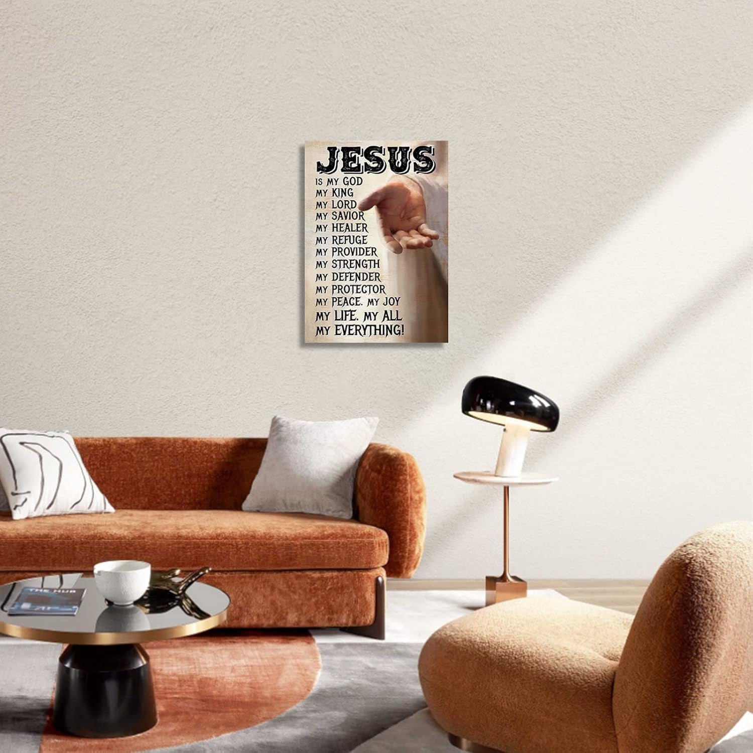 Christian Wall Art Jesus Wall Art Hand of God Canvas Artwork Christian Faith for Wall Every Moment Thank God Painting Artwork Religious Wall Decor for Living Room Modern Decor Framed (12X16In)