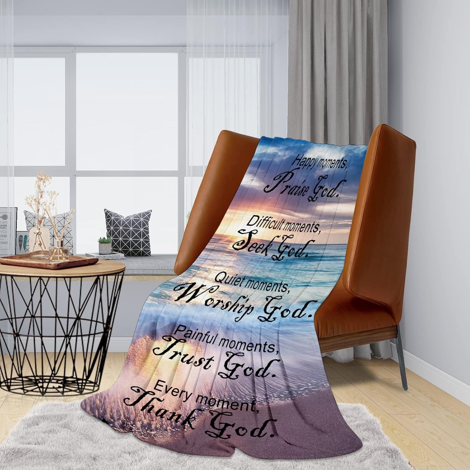 Bible Verse Soft Throw Blanket，Hope and Faith Prayer Inspirational Blanket- Religious Blankets Caring Gift for Men & Women 40X50 Inch