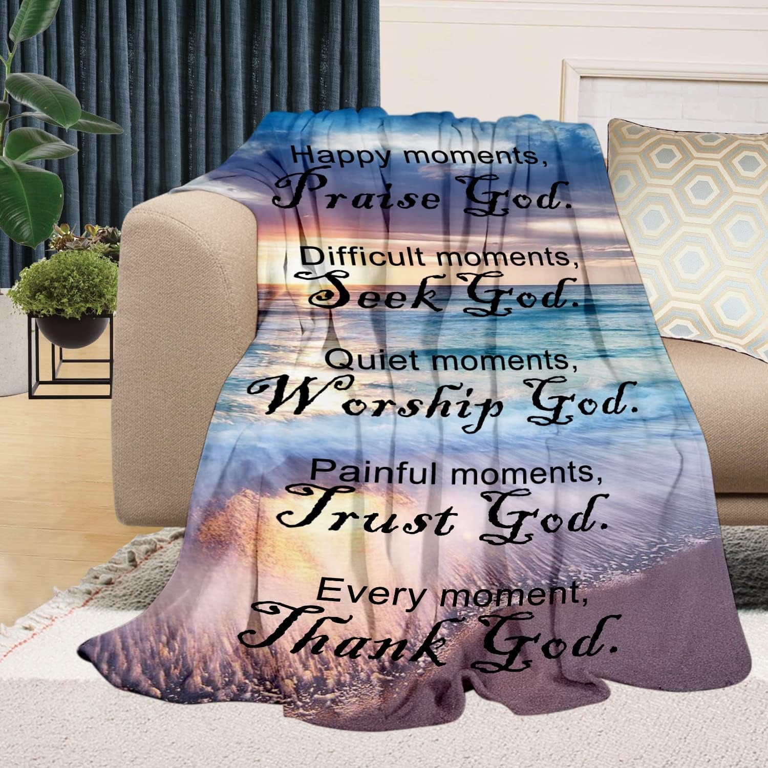 Bible Verse Soft Throw Blanket，Hope and Faith Prayer Inspirational Blanket- Religious Blankets Caring Gift for Men & Women 40X50 Inch